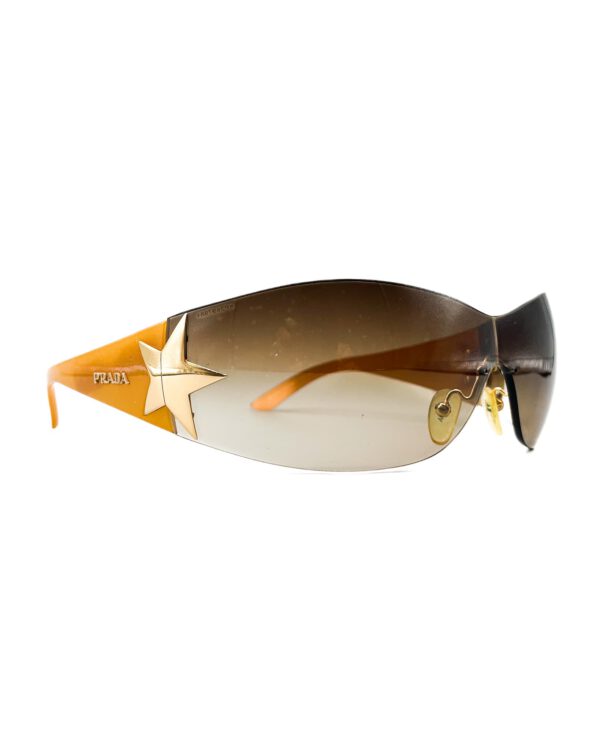 vintge prada sunglasses y2k shape brown lenses spr72G orange color luxury eyewear sunglasses limited2