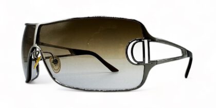 vintage christian dior sunglasses Y2K shield chrome frame brown gradient lenses john galliano diorissimo 20