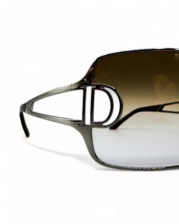 vintage christian dior sunglasses Y2K shield chrome frame brown gradient lenses john galliano diorissimo 22