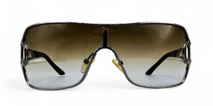 vintage christian dior sunglasses Y2K shield chrome frame brown gradient lenses john galliano diorissimo 24